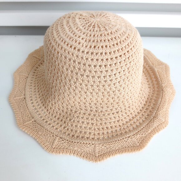 NEW HANDMADE WOMEN'S COTTON SUMMER BUCKET HAT BEIGE - Picture 7 of 7